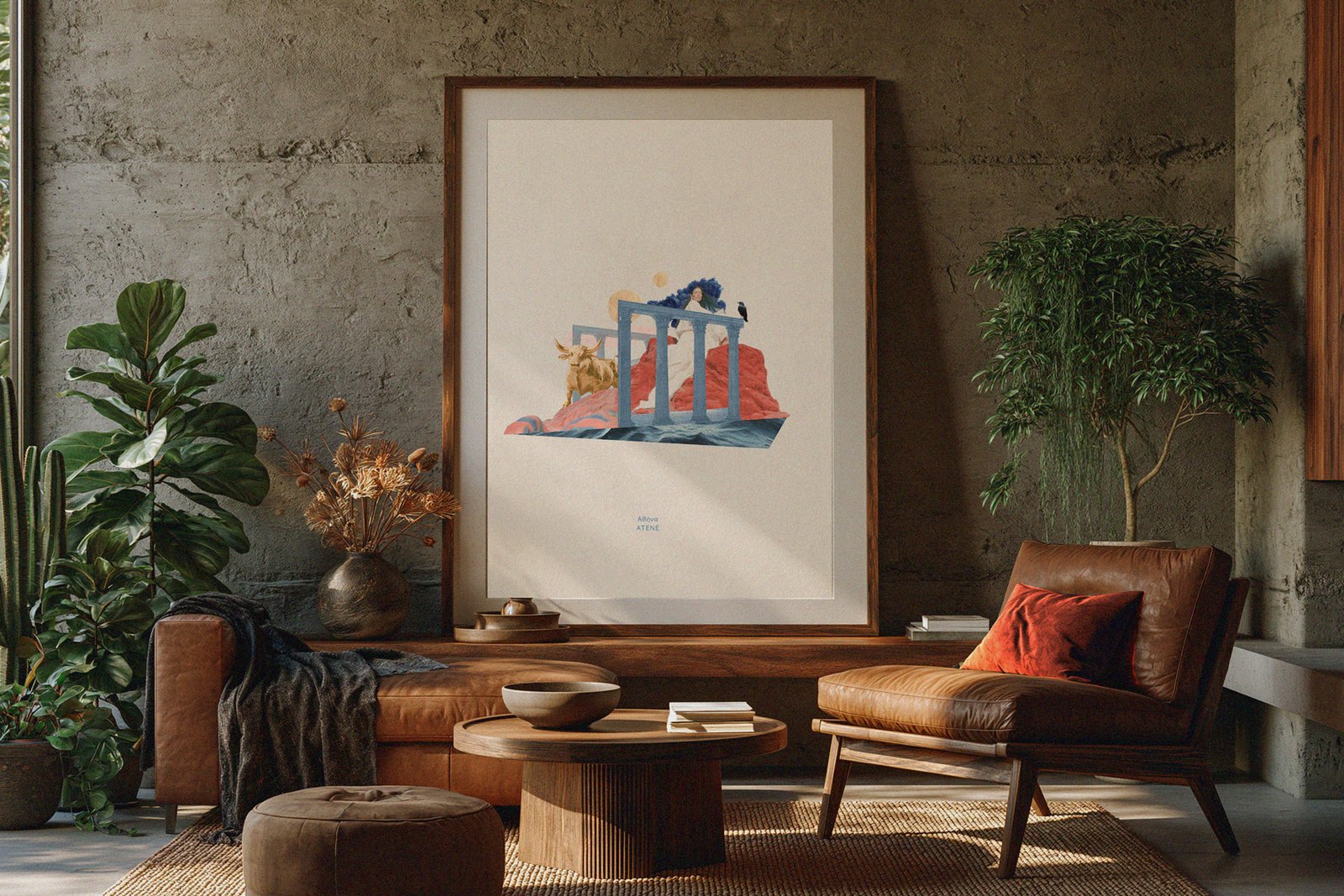 Athens artwork shown in an interior setting