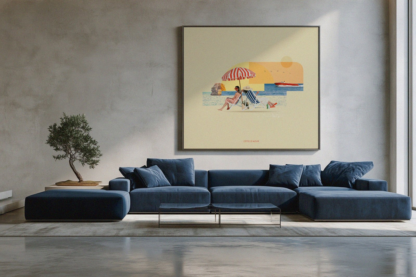 Costa Azzurra artwork shown in an interior setting