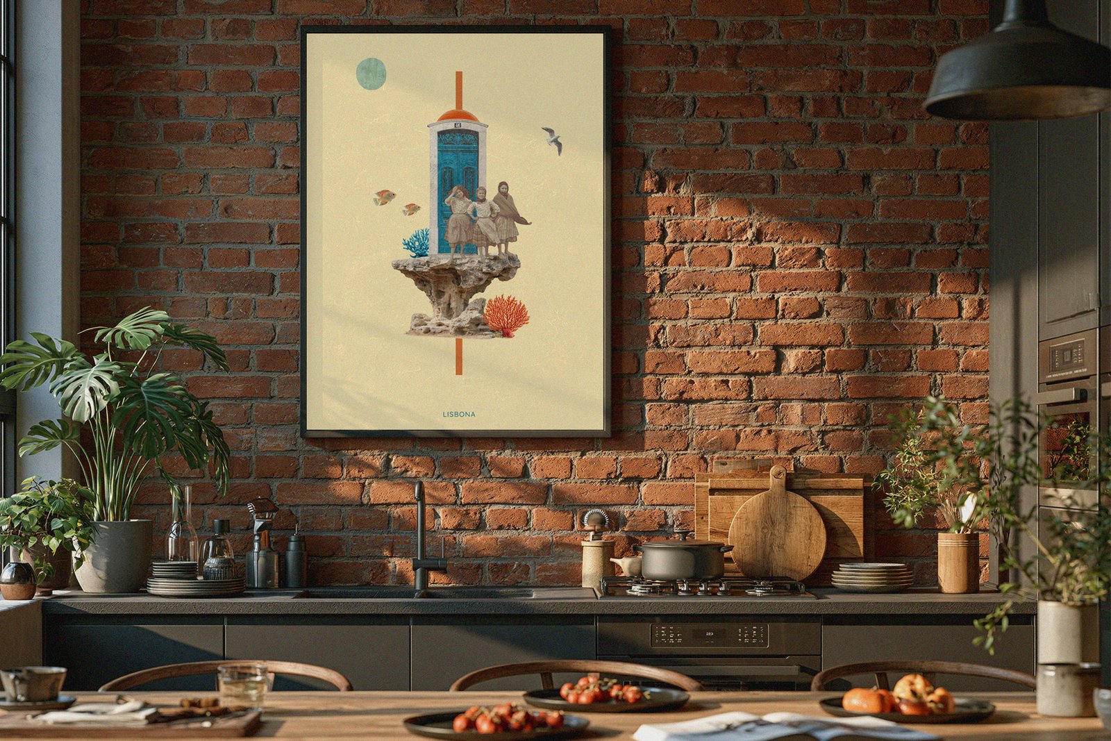 Lisbon artwork shown in an interior setting