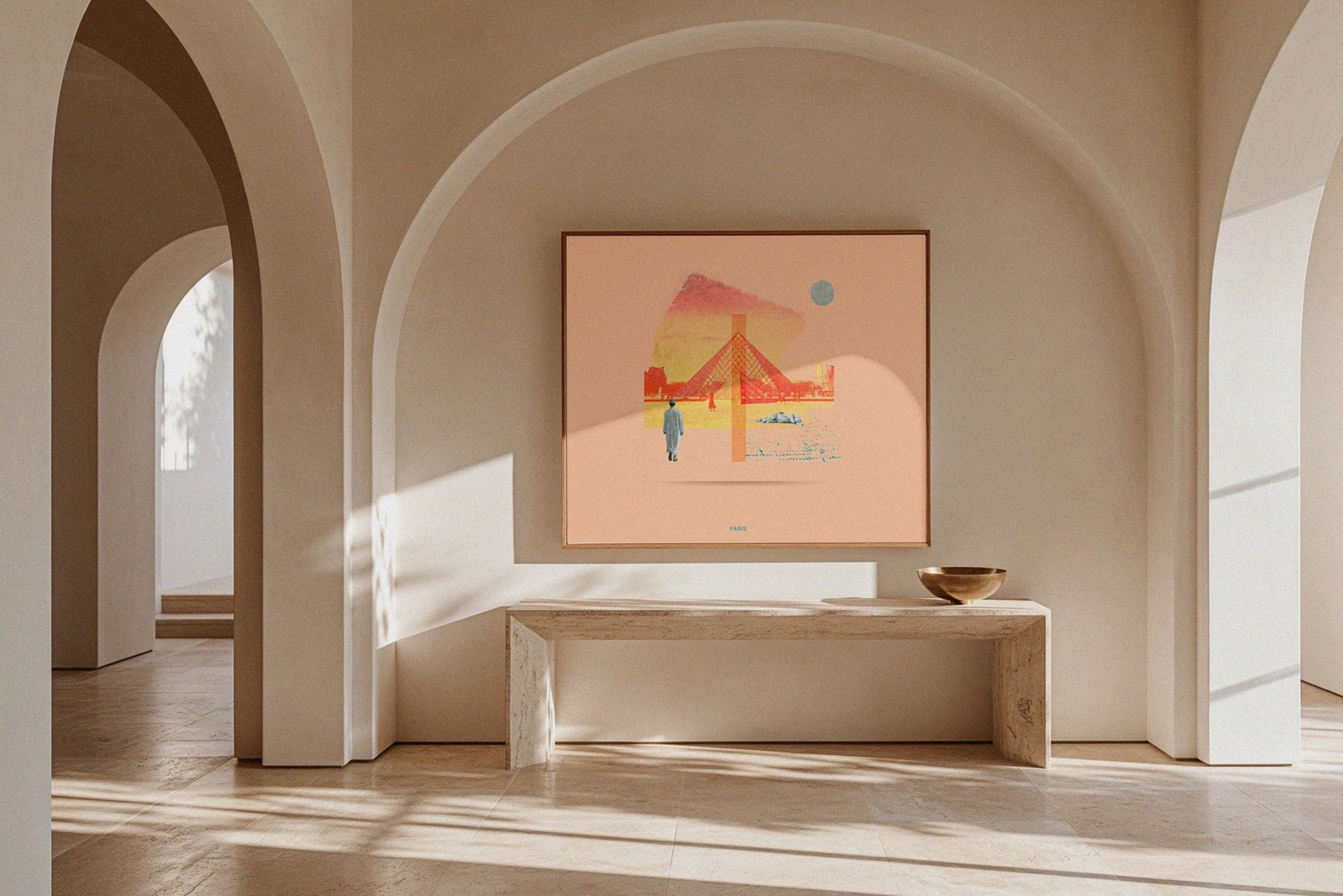 Paris artwork shown in an interior setting