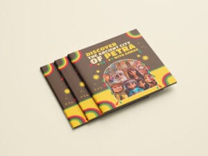 Discover Petra with Ahmad educational project book illustration in English and Arabic
