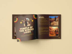 Discover Petra with Ahmad educational project book illustration in English and Arabic